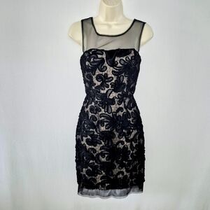 BCBGMaxAzria Size 4 Black Floral Lace Mini Dress